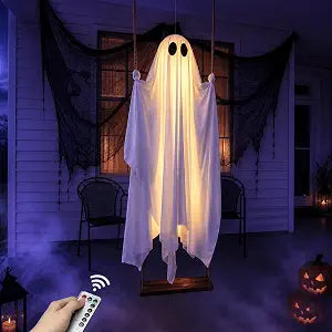 HAPPYCLUB 20260425001 5-Foot Lighted Halloween Swinging Ghost