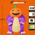 COMIN CO-69725 6-Foot Halloween Pumpkin & Dragon Inflatable – Purple – product detail