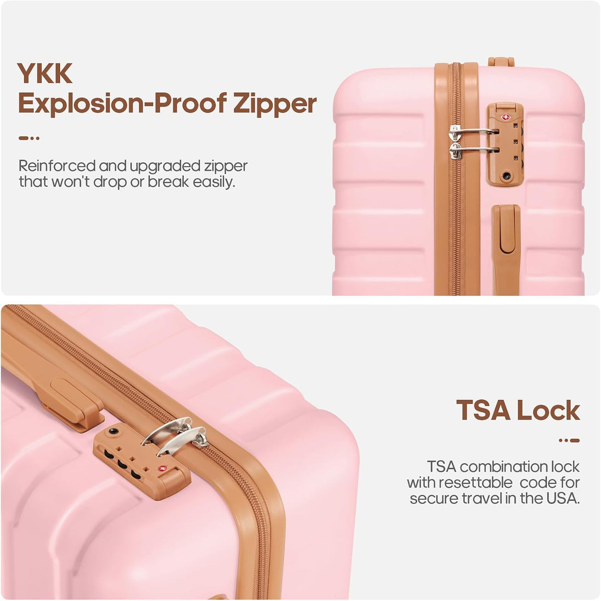 MIUSSE MAX 2452B Luggage Set – 3 piece set (20inch), Pink – Pink / 3 piece set (20inch) – product detail