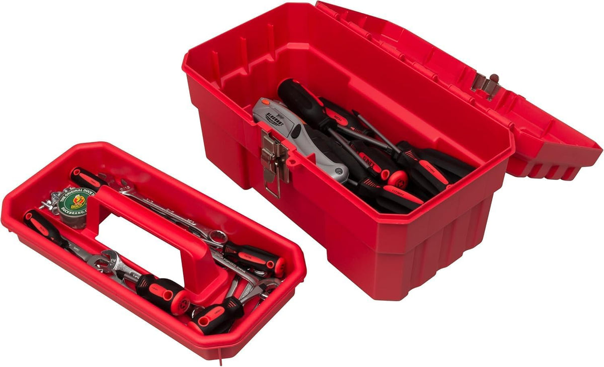 Akro-Mils 14-Inch ProBox Tool Box with Removable Tray, Black or Red