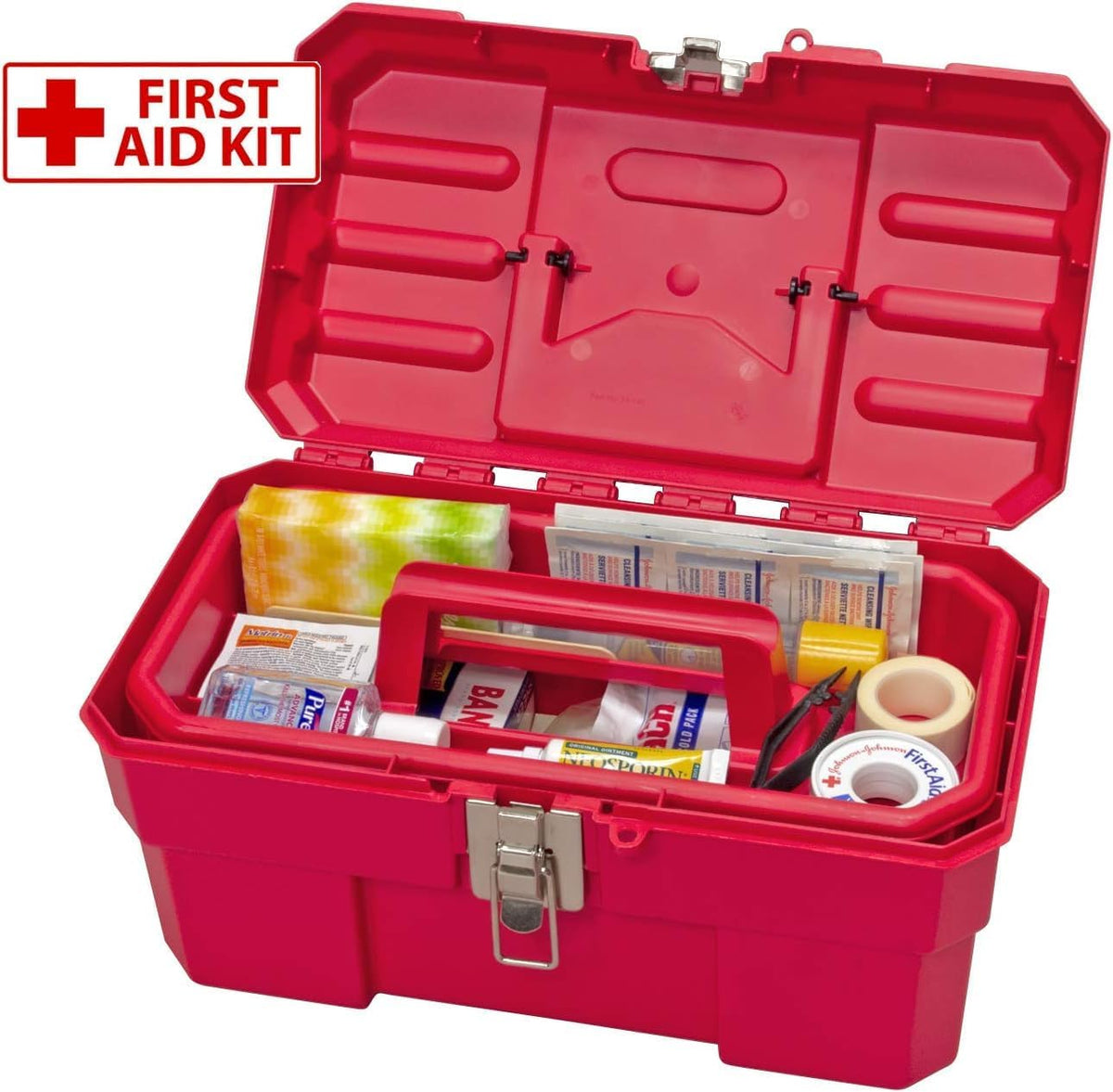 Akro-Mils 14-Inch ProBox Tool Box with Removable Tray, Black or Red