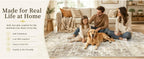 OLANLY Beige Abstract Washable Area Rug