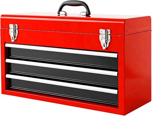 BIG RED ANTBD133-RBR 20.5-Inch 3-Drawer Steel Tool Box – 20.5 in, Black/Red