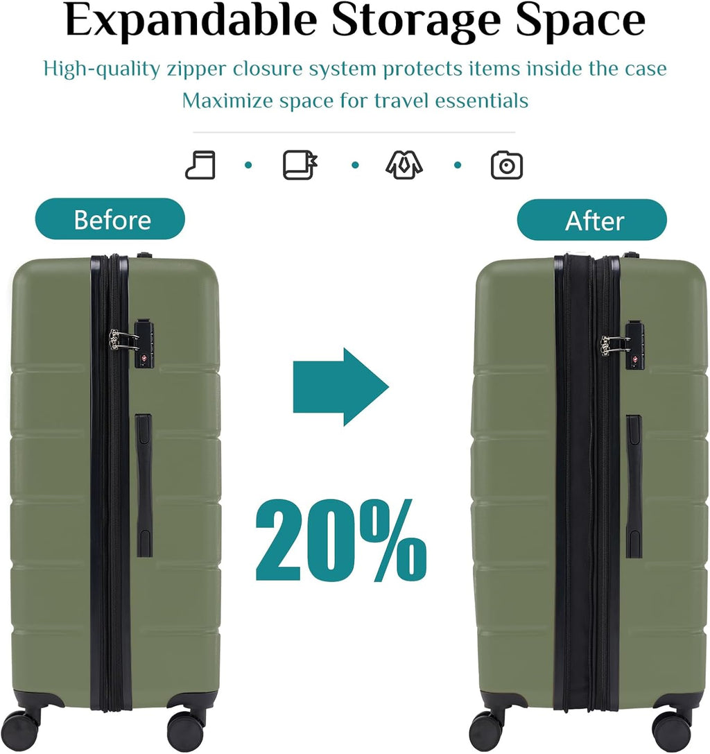 OLIXIS OLXLX-20IN Hardside Carry-On Suitcase – 20 IN, Olive Green – Olive Green / 20 IN – product detail