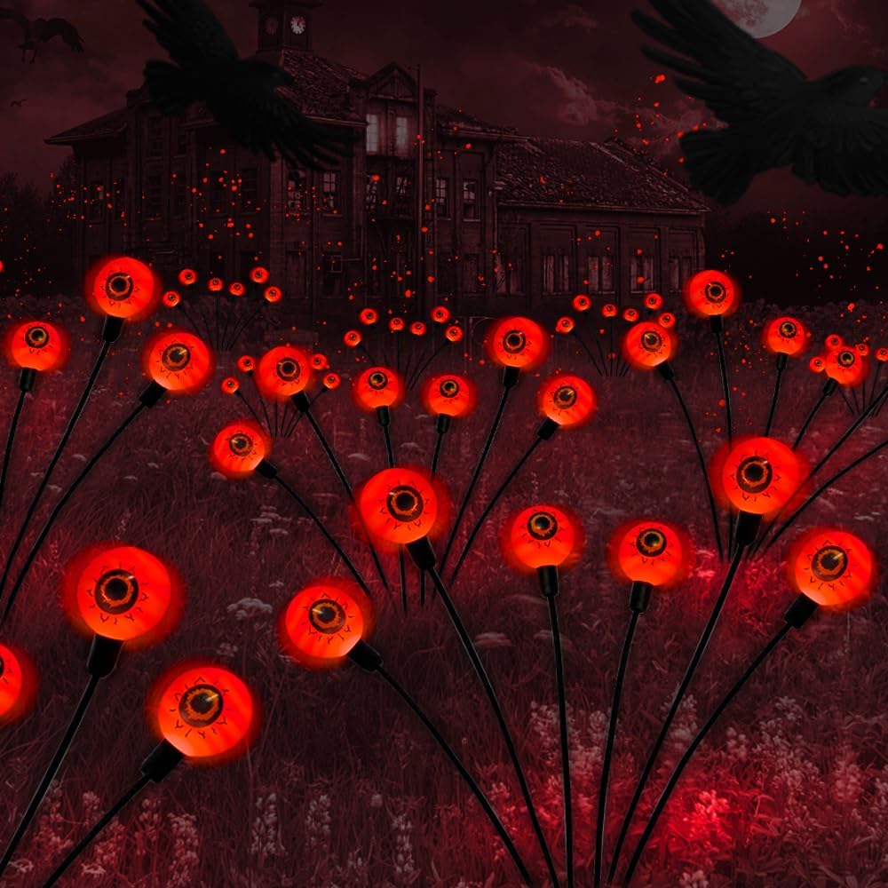 BeHiller 2-Pack Solar Eyeball Garden Lights – 12 LEDs