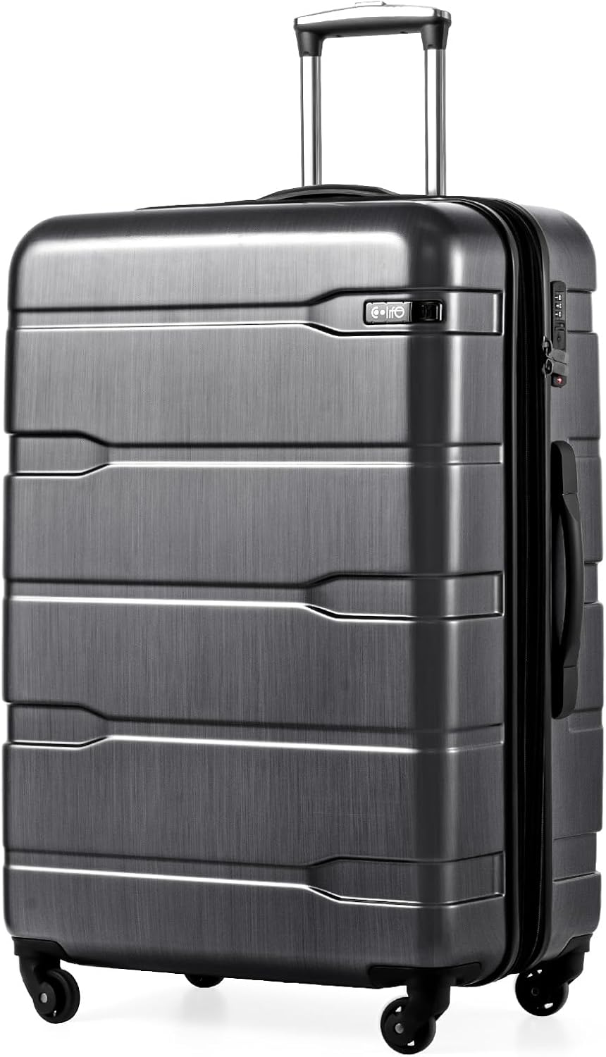 Coolife Hardside Suitcase – Large Checked(28in), Charcoal