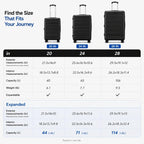 YOETEY H1 Hardside Luggage Set – 3-Piece Set, Black – Black / 3-Piece Set – product detail