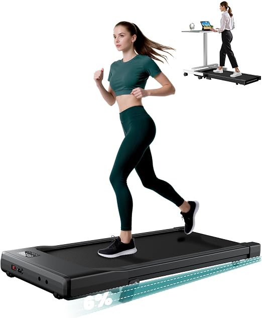 DeerRun Under-Desk Walking Treadmill – Matte Black