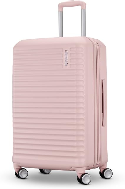 American Tourister 156164-E050 Hardside Suitcase – Medium - Checked, Pink Blush