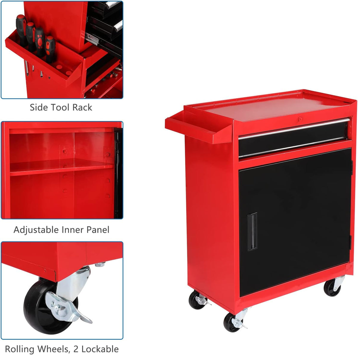 TUFFIOM TF-rtcG47000385 5-Drawer Rolling Tool Chest with Detachable Top – 5-Drawer, Black&red – Black&red / 5-Drawer – product detail
