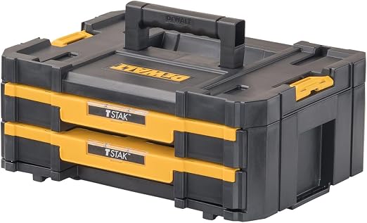 DEWALT DWST17804 TSTAK Double-Drawer Tool Organizer – 17.3 x 12.3 x 6.9 inches (Pack of 1), Black