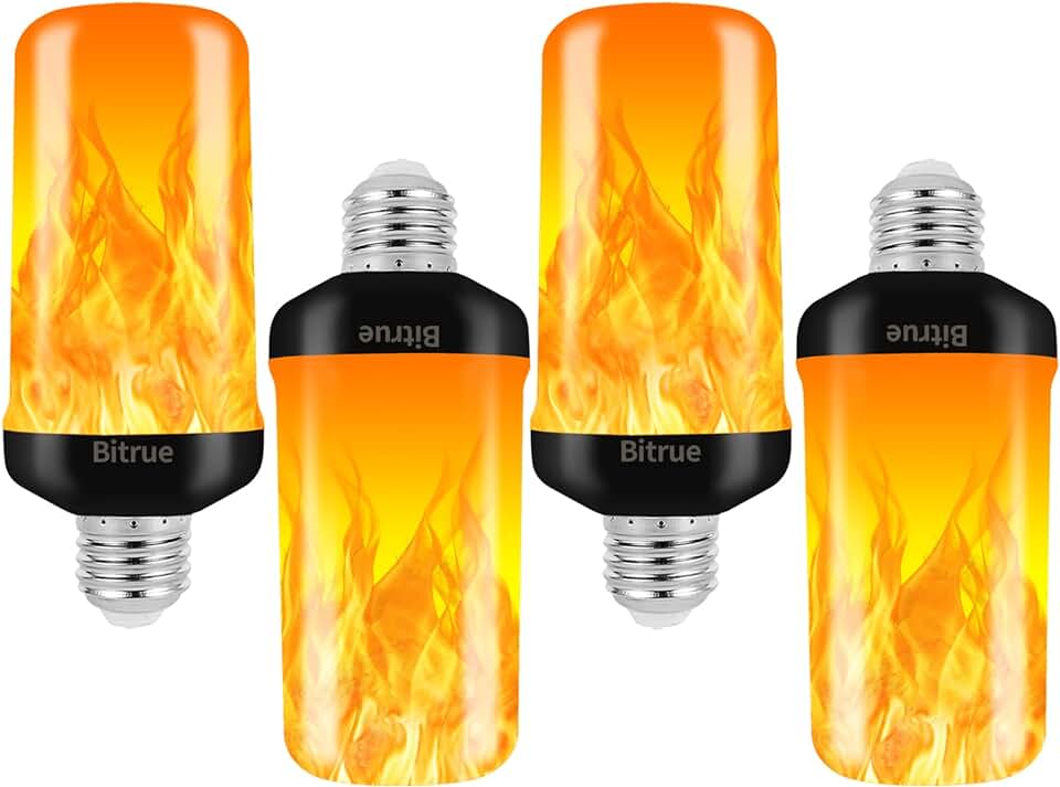 Bitrue 4-Pack E26 LED Flame-Effect Light Bulbs