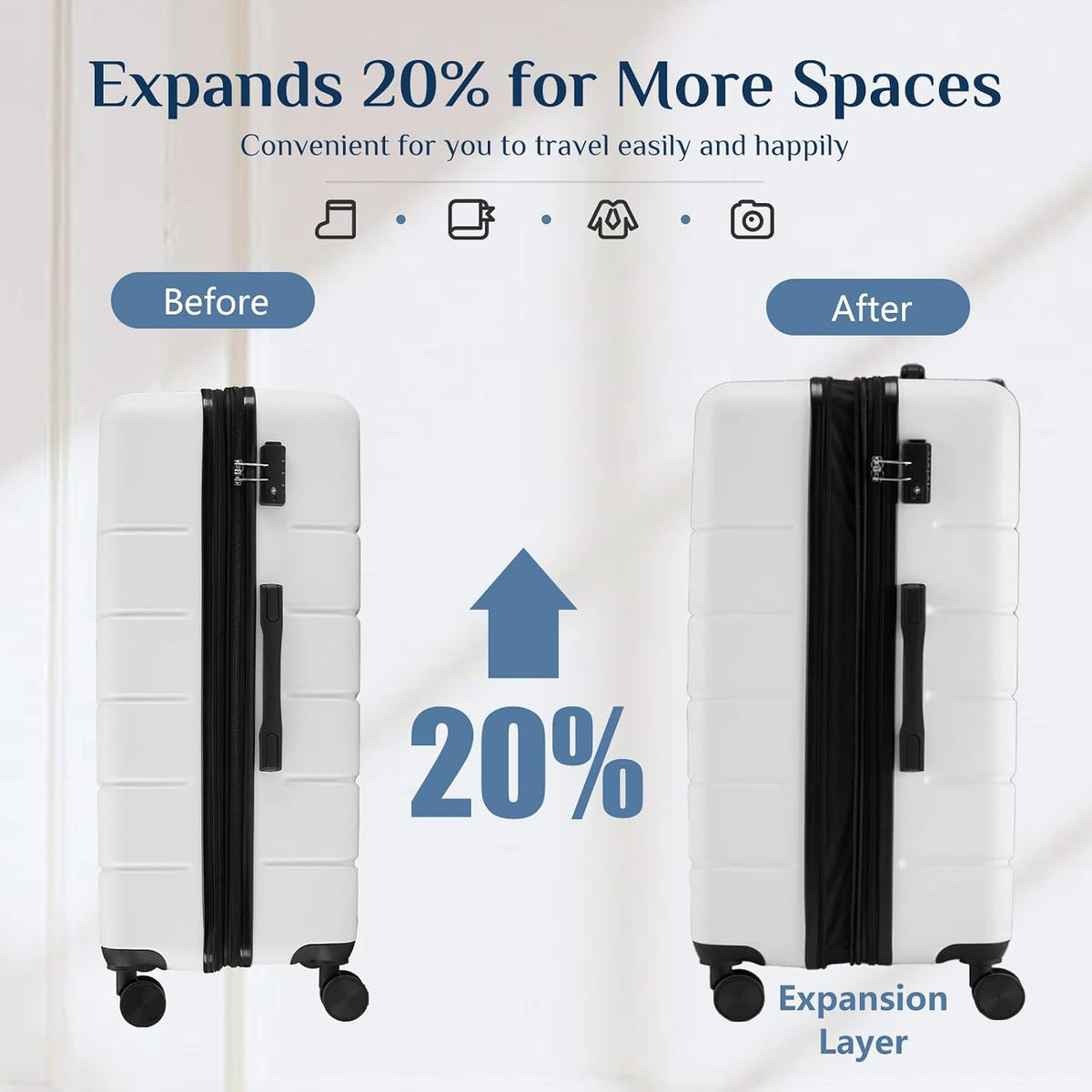 NEWBULIG 2LG-24WT Suitcase – 24 Inch, White – White / 24 Inch – product detail