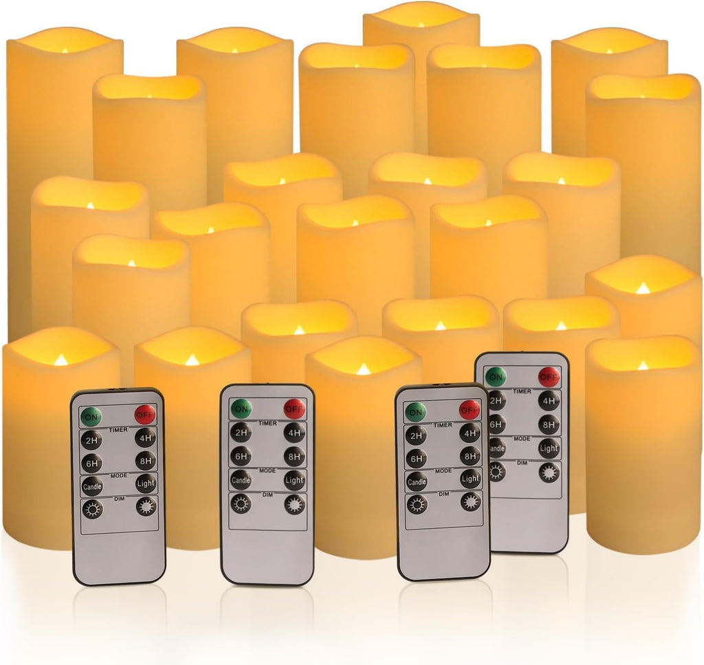 YOROXRG F24 24-Pack Flameless LED Pillar Candles – 24 Pack Ivory-2 – product detail