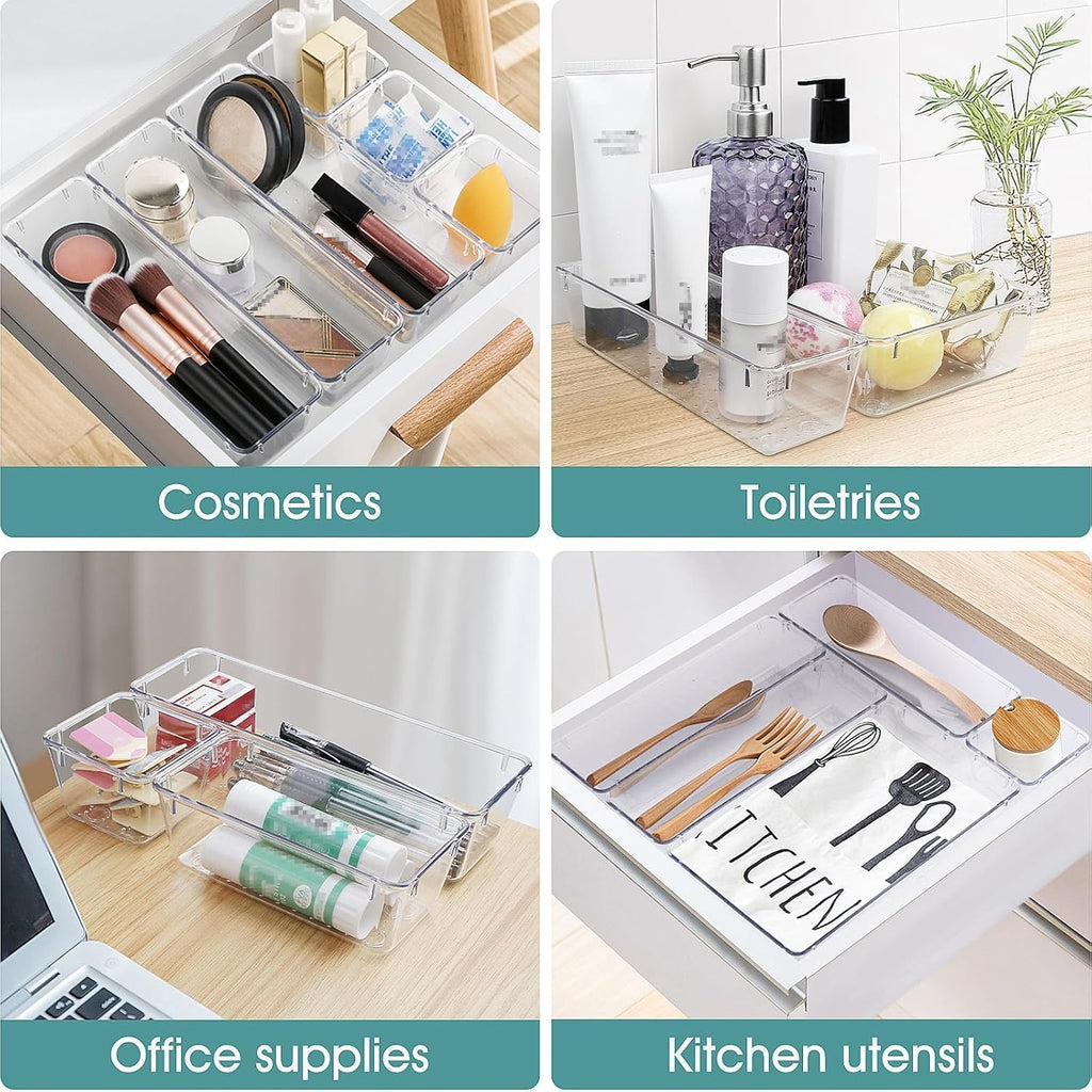 WOWBOX Clear Drawer Organizer Trays, 25-Pack