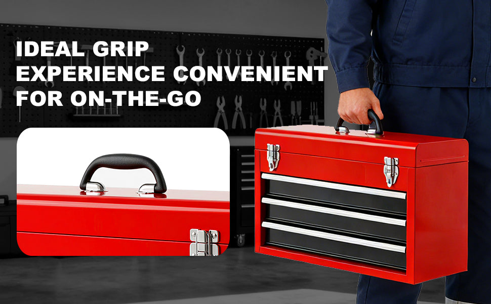 BIG RED ANTBD133-RBR 20.5-Inch 3-Drawer Steel Tool Box – 20.5 in, Black/Red – Black/Red / 20.5 in – product detail