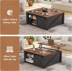SEDETA 31.5-Inch Square Lift-Top Coffee Table, Black