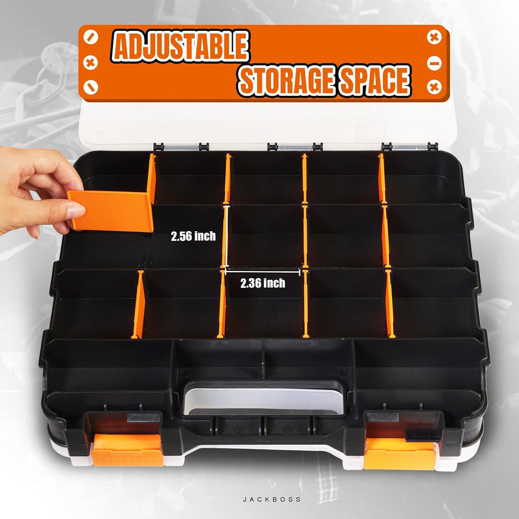 Jack Boss ASG322-2-O 2-Pack Double-Sided Parts Organizer Boxes – 2 PACK, Orange – Orange / 2 PACK – product detail