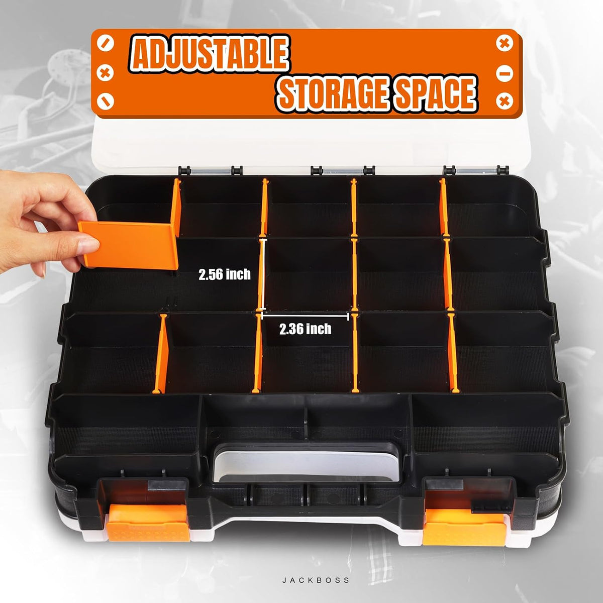 Jack Boss ASG322-2-O 2-Pack Double-Sided Parts Organizer Boxes – 2 PACK, Orange – Orange / 2 PACK – product detail