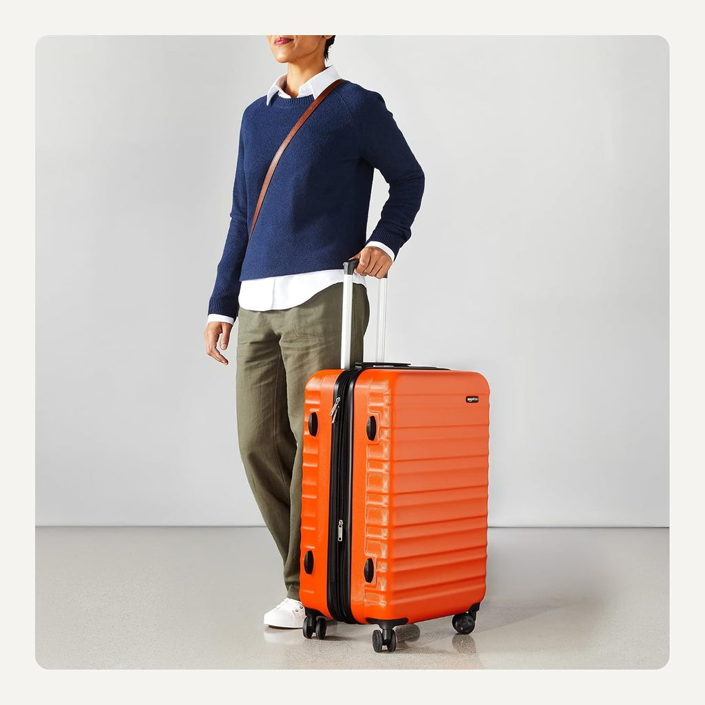Amazon Basics Hardside Medium Checked Suitcase – Orange / Medium Checked – product detail