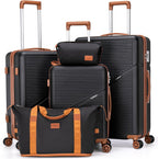 Cosbarn LS28ABS-BK Luggage Set – 5 Piece Sets (20/24/28/DB/TB), Black