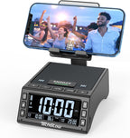 TechGlow Bluetooth Speaker Stand with Dual Alarm Clock, Black