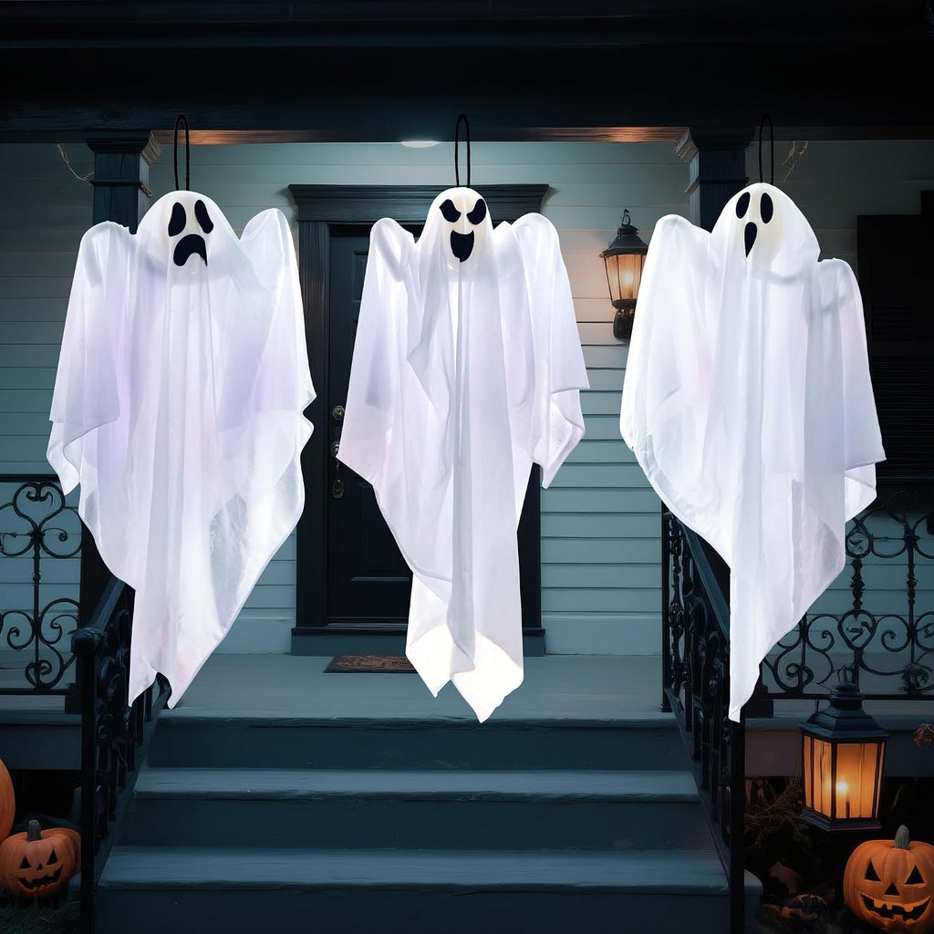 JOYIN 10543 3-Pack 27.5-Inch Hanging Halloween Ghost Decorations – white – product detail