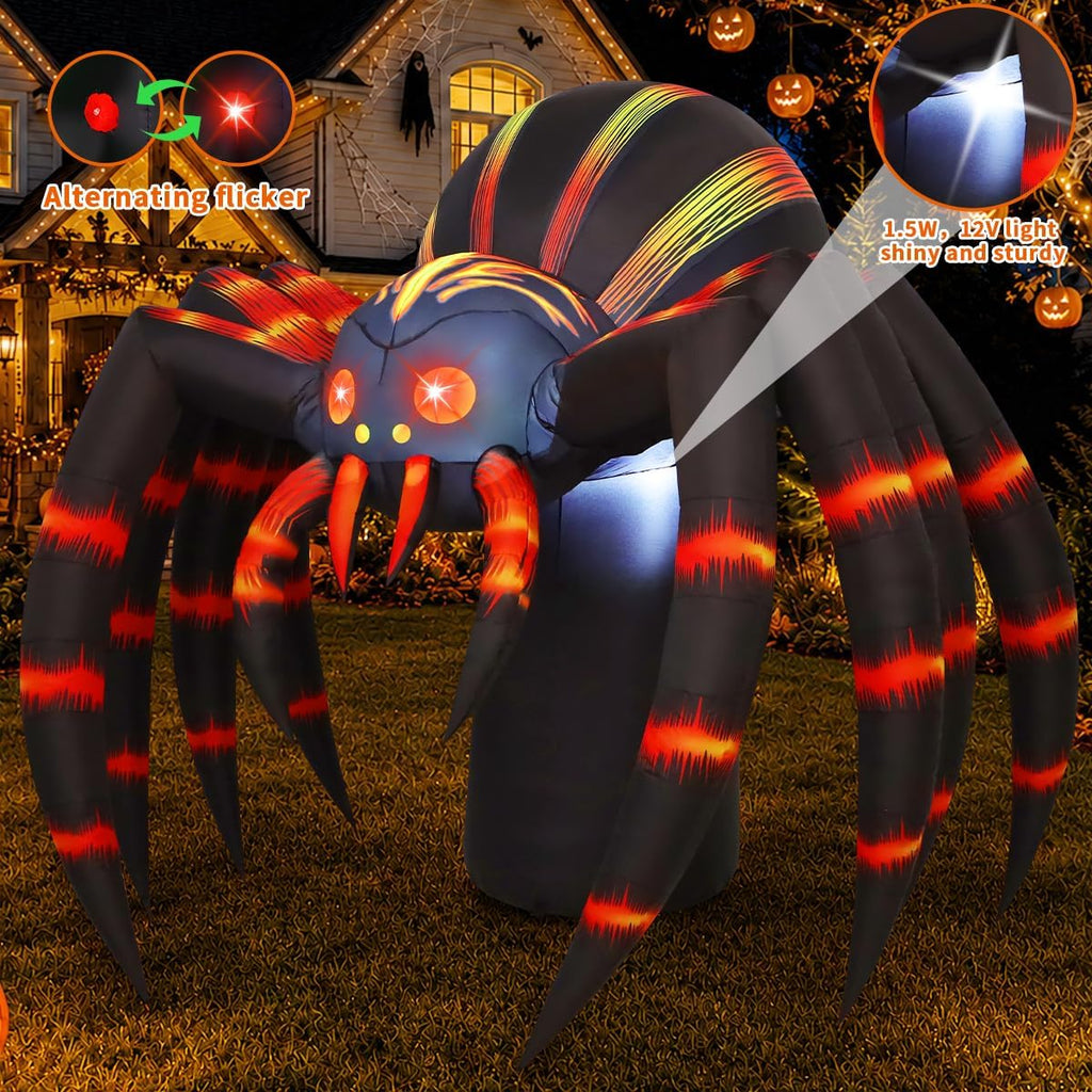 COMIN 7-Foot Halloween Striped Spider Inflatable – Orange – product detail