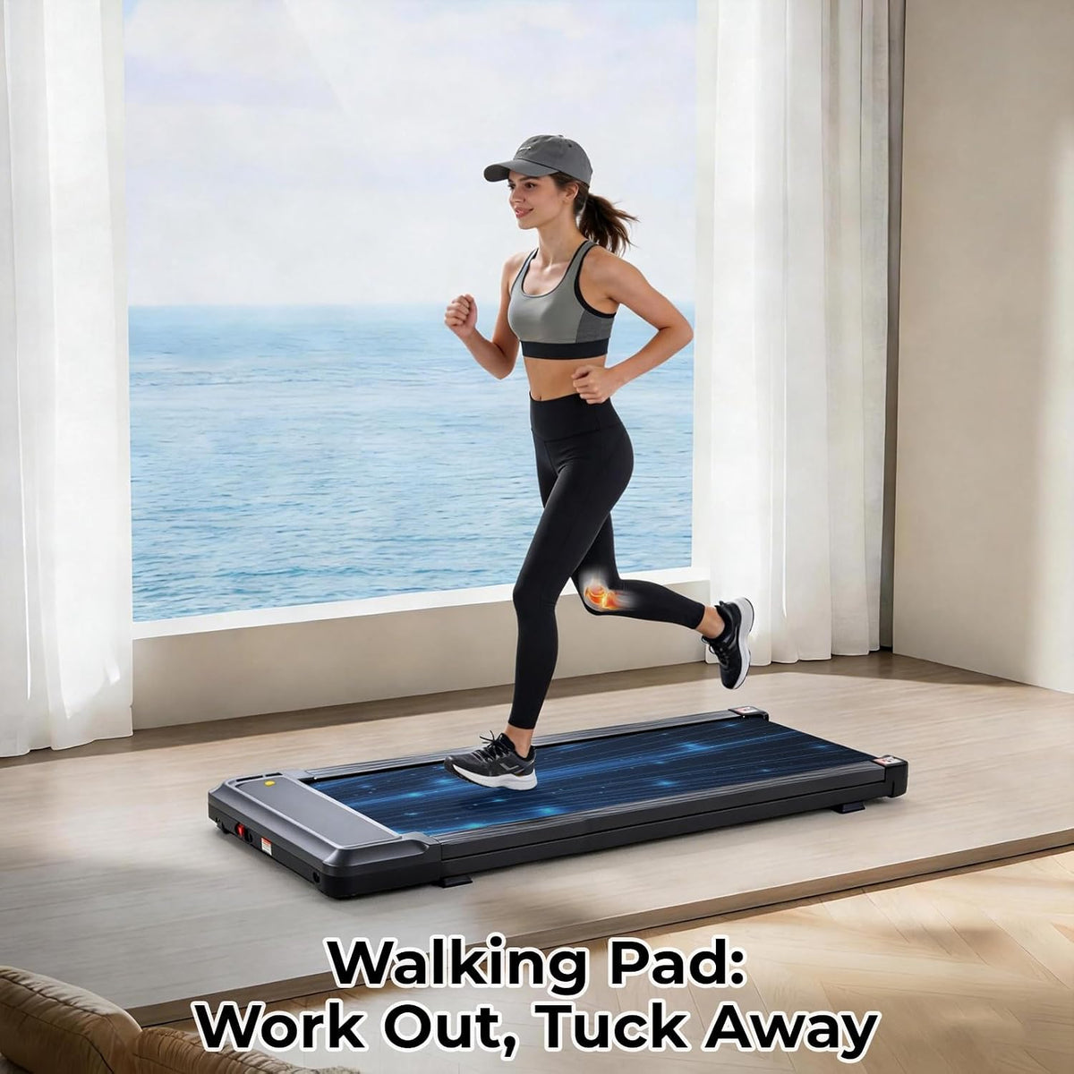 KMFurnila PBJ-P01-V2 Under-Desk Walking Treadmill – Dark Black – product detail