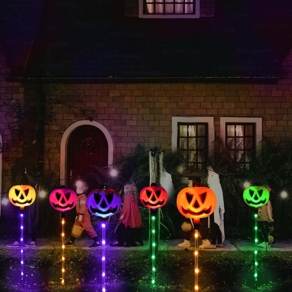 Homeleo HLD578 6-Pack Color-Changing Solar Pumpkin Path Lights – Multicolor Pumpkin – product detail