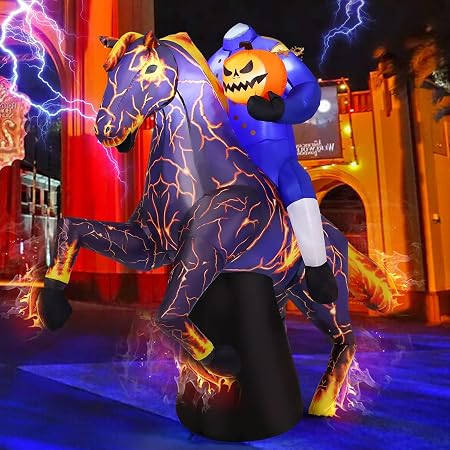 COMIN 69468 6-Foot Halloween Headless Horseman Inflatable – blue