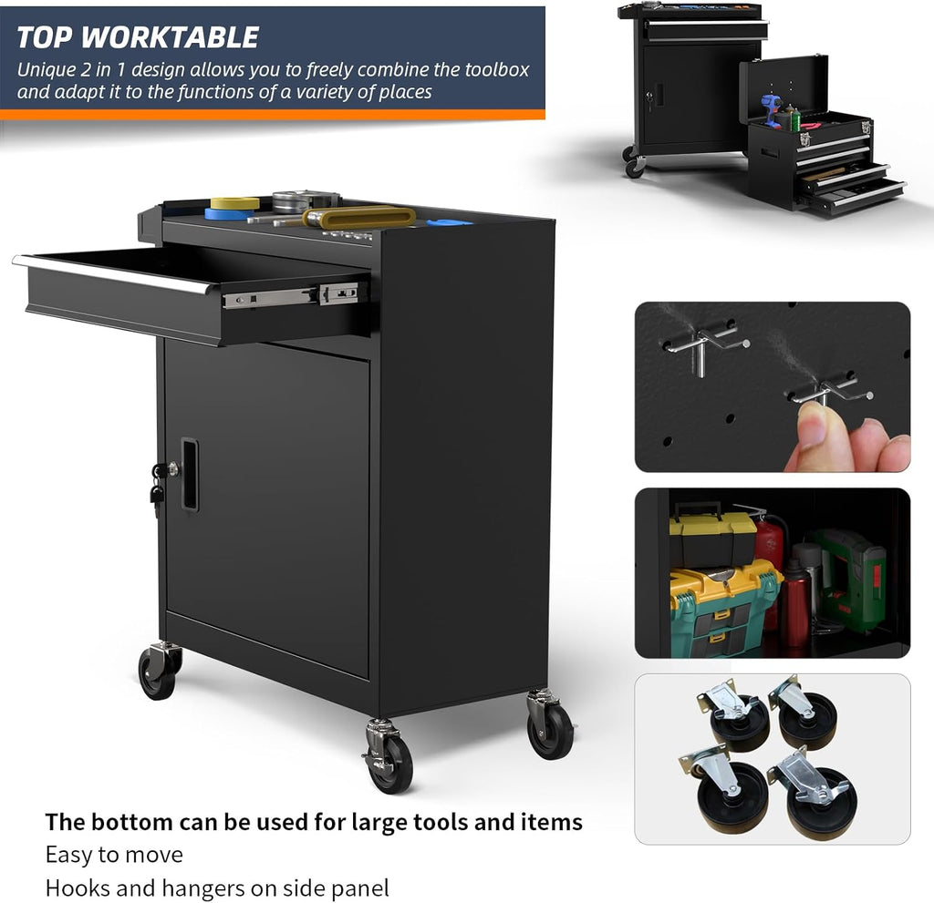 Granper 5-Drawer Rolling Tool Chest – 5-Drawer, Black – Black / 5-Drawer – product detail