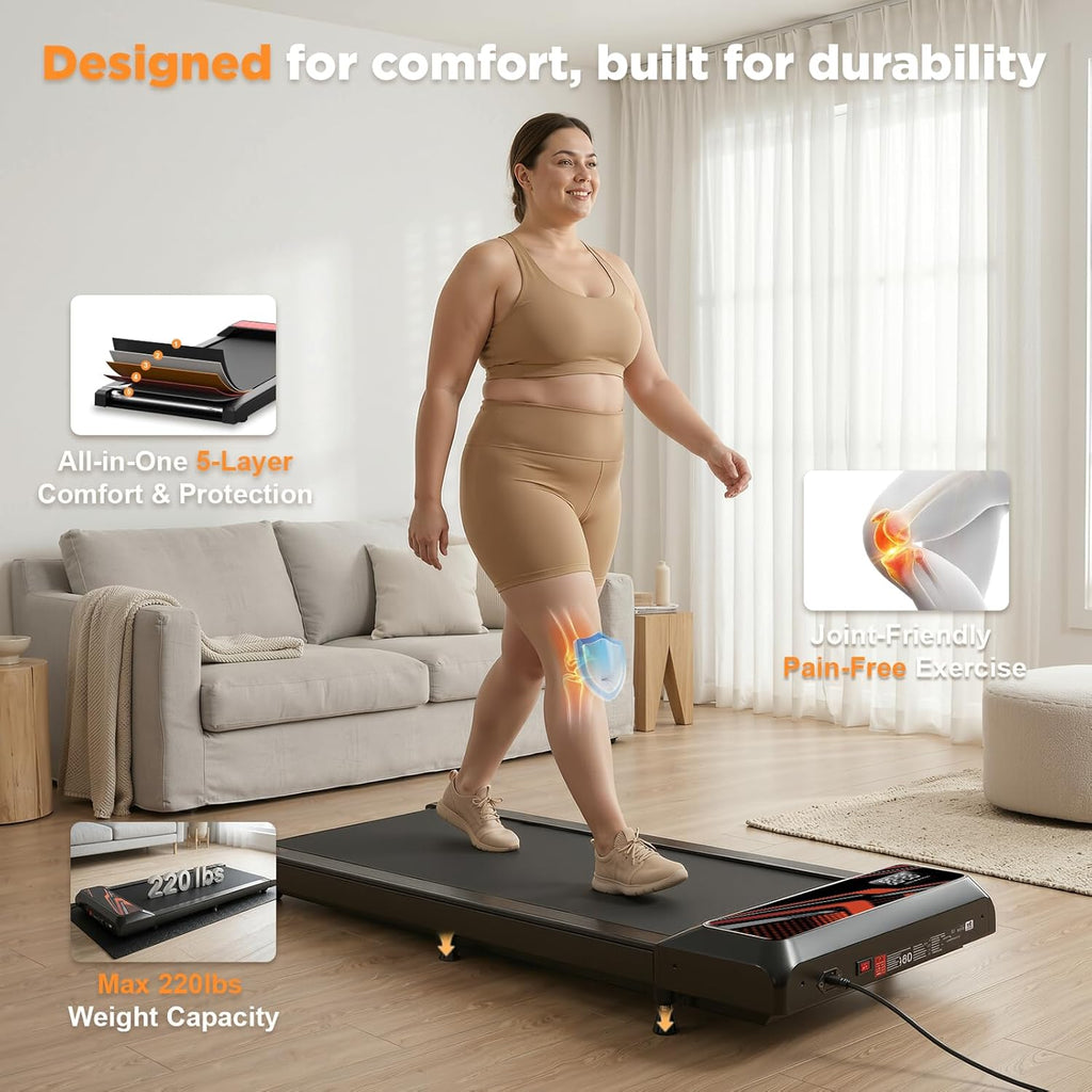 HCOIW Under-Desk Walking Treadmill – Black-Red S – product detail