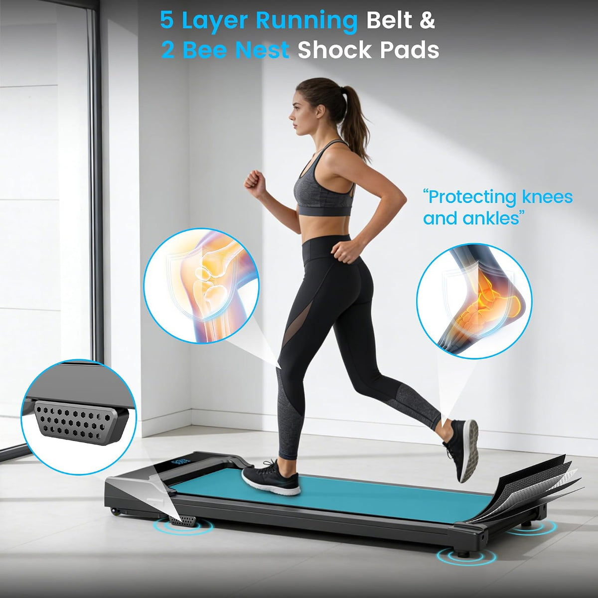 Rythkore X2ZF Under-Desk Walking Treadmill – Black – product detail