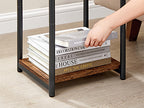 VASAGLE Three-Tier Rectangular Side Table, Rustic Brown and Ink Black