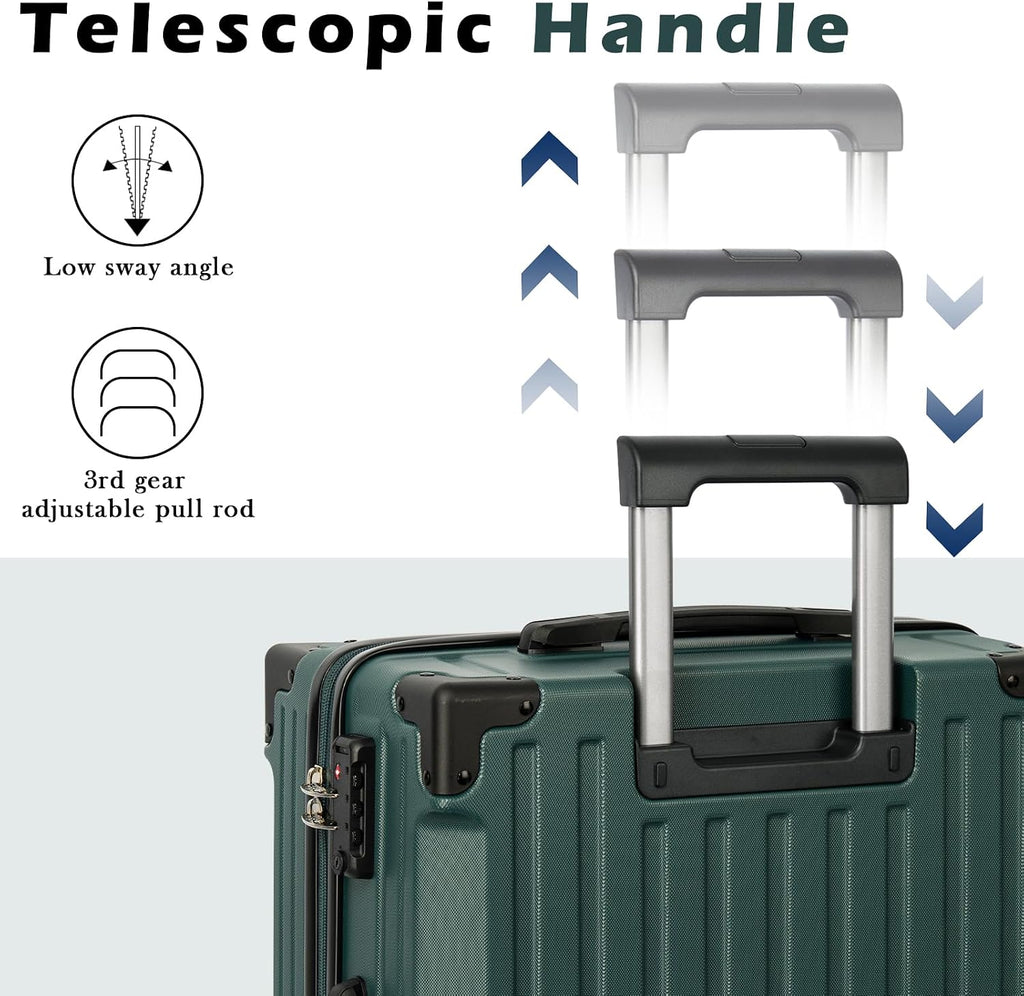 Eeeza WZQHK-FT Hardside Luggage Set – 5 Piece Sets (20/24/28/DB/TB), DarkGreen – DarkGreen / 5 Piece Sets (20/24/28/DB/TB) – product detail