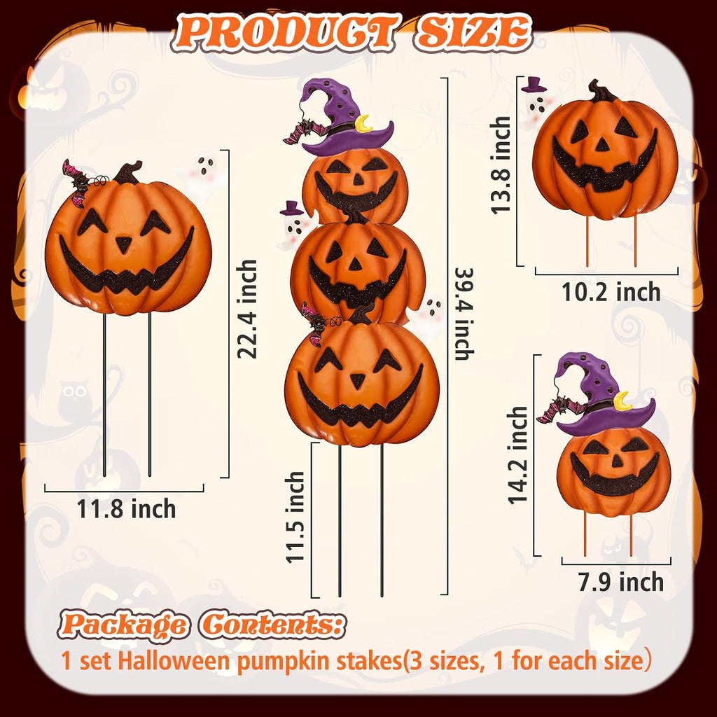 FloraSea 3-Piece Stackable Halloween Pumpkin Yard Stake Set – Halloween – product detail