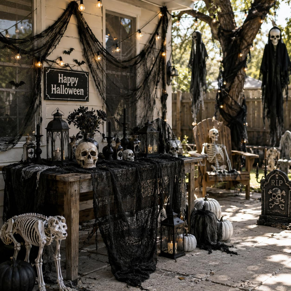 Qtisky 5-Piece Halloween Gauze Decorating Cloth Set – 72 x 30 inches, black – black / 72 x 30 inches – product detail
