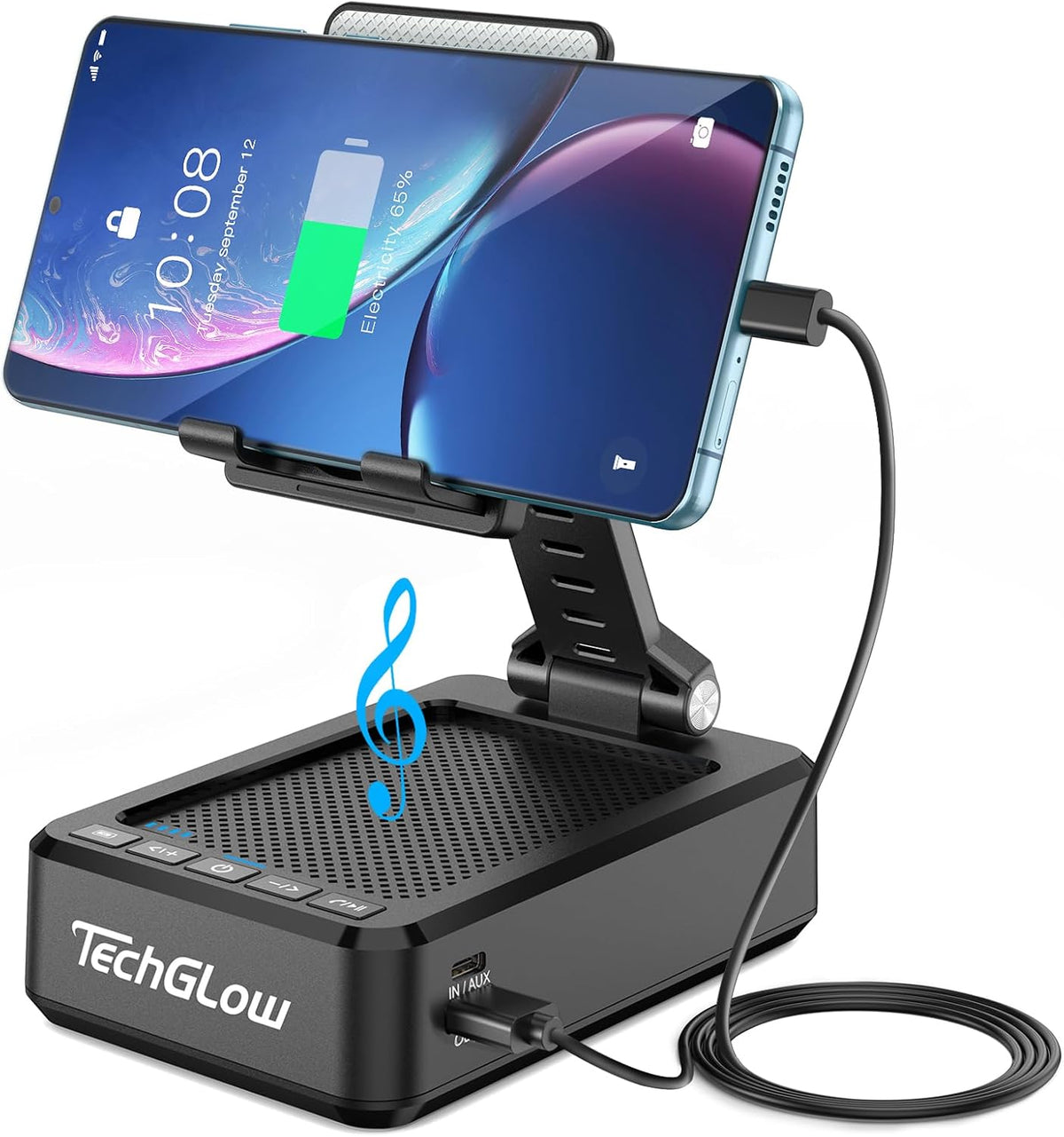 TechGlow Bluetooth Speaker Phone Stand, Black