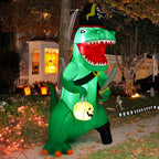 GOOSH 7-Foot Halloween Pirate Dinosaur & Pumpkin Inflatable – Green – product detail