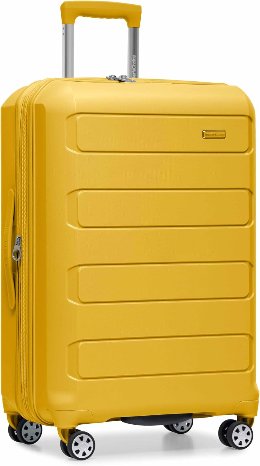 Traveler's Choice TC09157Y26 Hardside Suitcase – 27-Inch Medium, Yellow