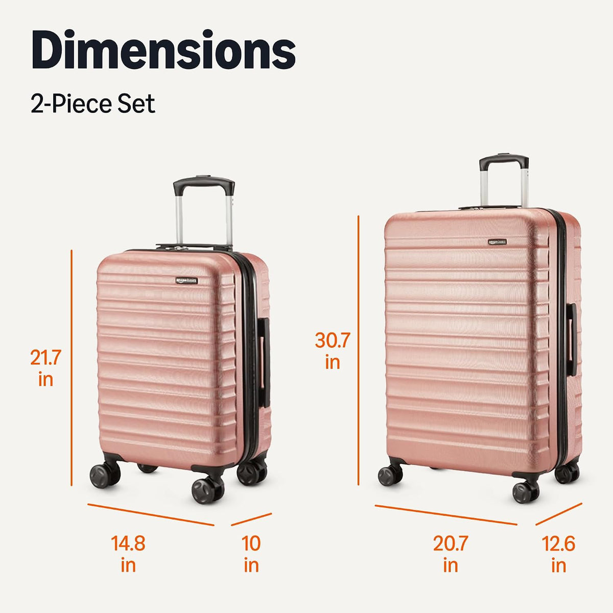 Amazon Basics LN20164-20-24-28-RG Hardside Luggage Set – 2-Piece Set, Rose Gold – Rose Gold / 2-Piece Set – product detail