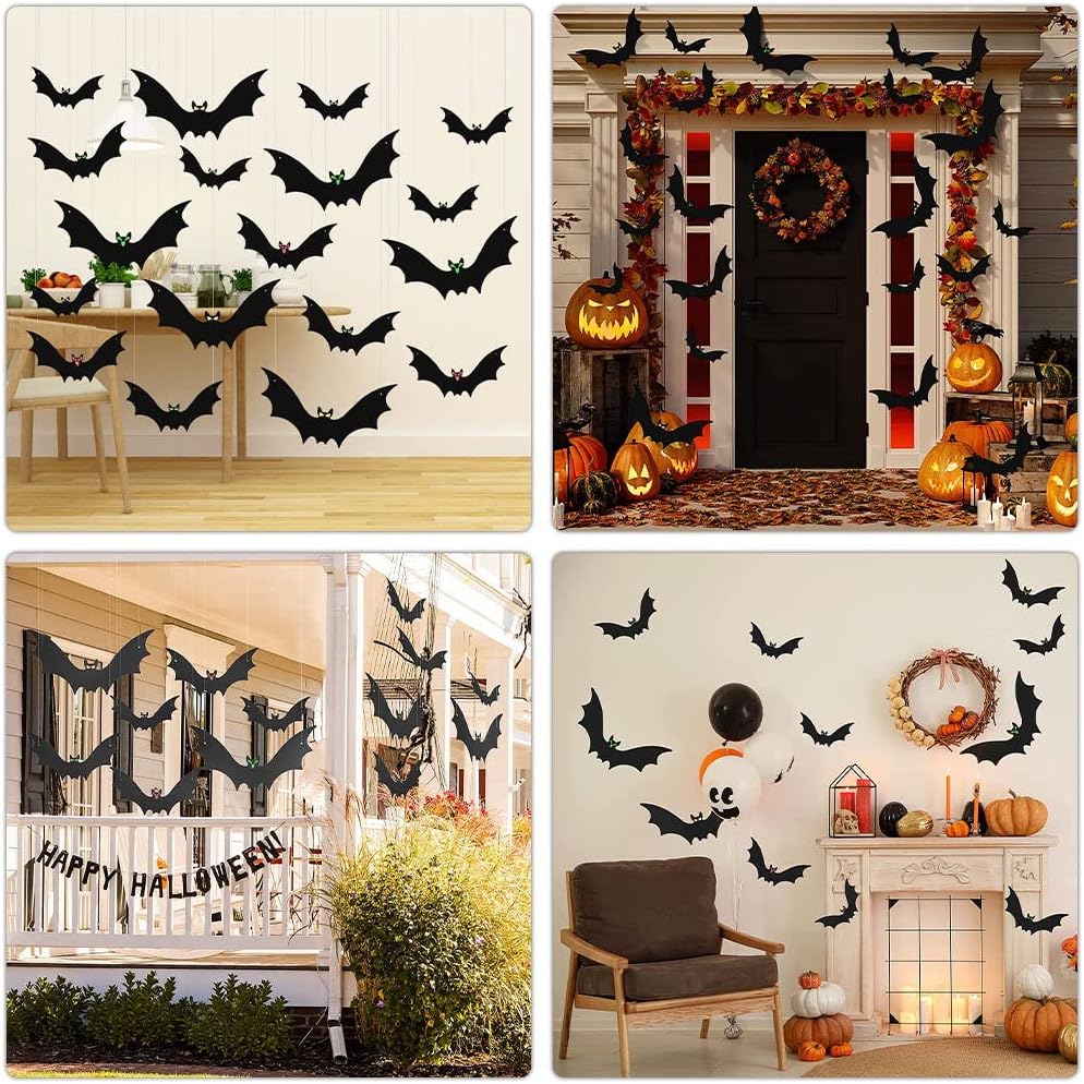 HaWeier 18-Piece Hanging Halloween Bat Set – Black – product detail