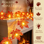 TURNMEON 3-Pack 30-Foot 60-LED Maple Leaf Garland – 30FT-Maple garland, Orange&yellow – 30FT-Maple garland / Orange&yellow – product detail