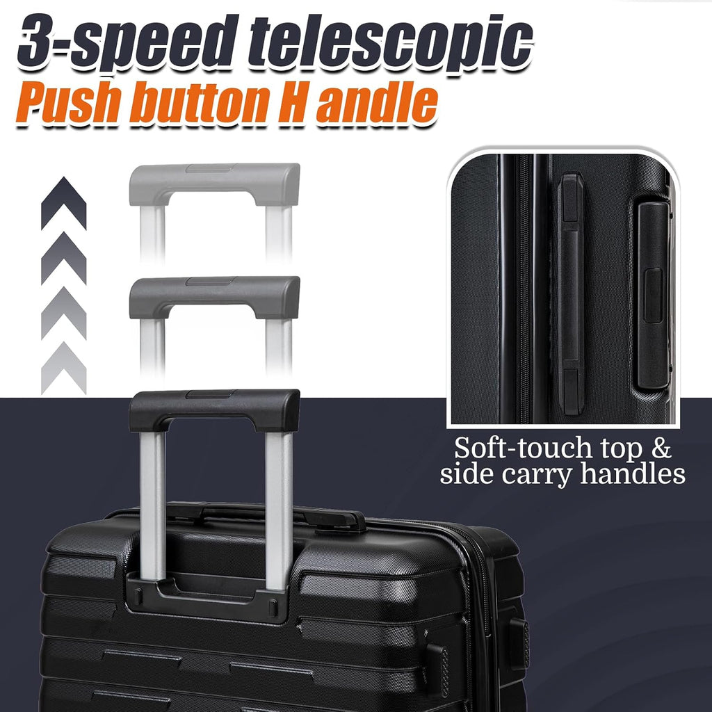 Cosbarn Hardside Luggage Set – ABS 5 Piece Sets (20/24/28/DB/TB), Black – product detail