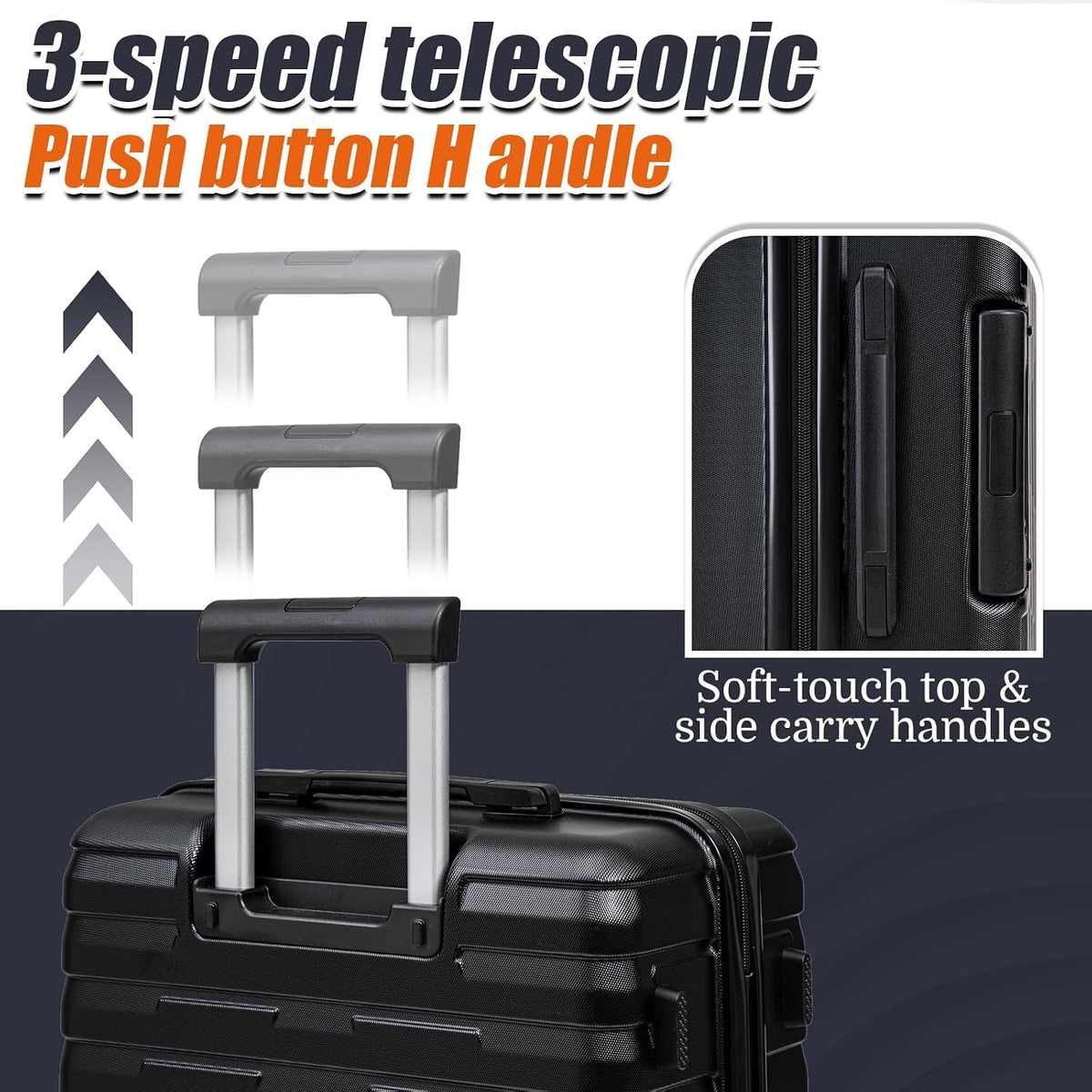 Cosbarn Hardside Luggage Set – ABS 5 Piece Sets (20/24/28/DB/TB), Black – product detail