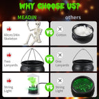 MEADIN M917 Halloween Cauldron, Tripod & Skeleton Display with Mist Maker – 52 inches, Black – Black / 52 inches – product detail