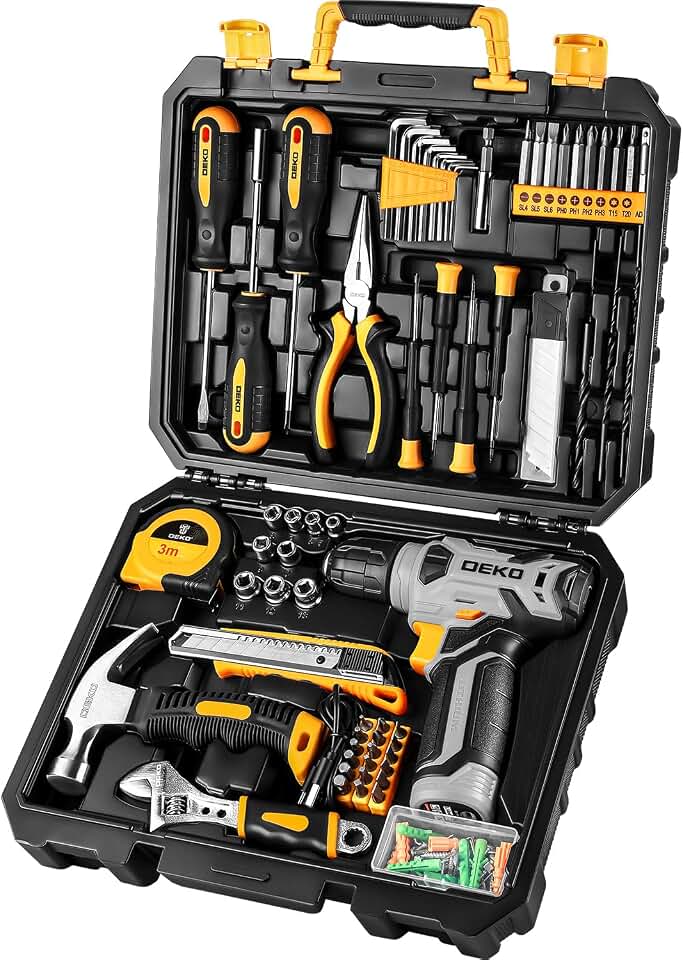 DEKOPRO 126-Piece Cordless Drill and Hand Tool Set