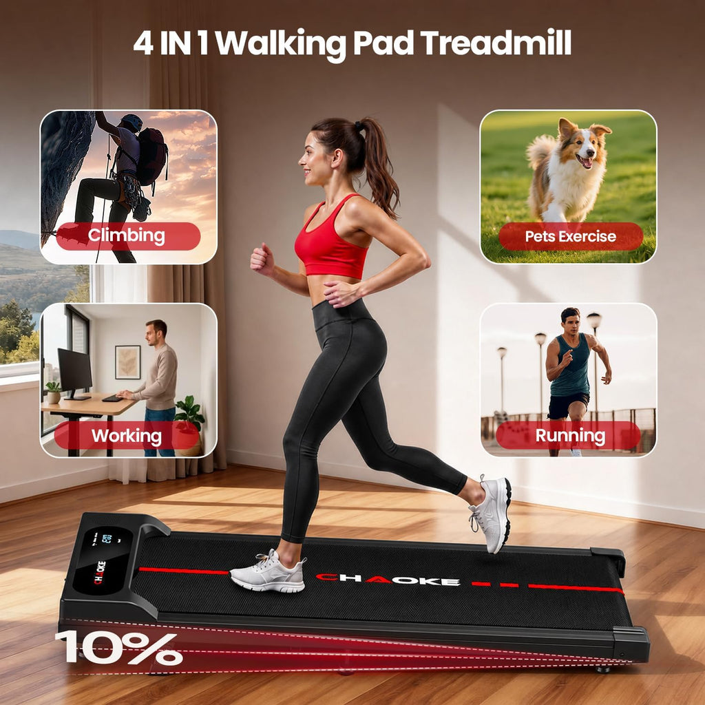 CHAOKE Under-Desk Walking Treadmill – Black-Red – product detail