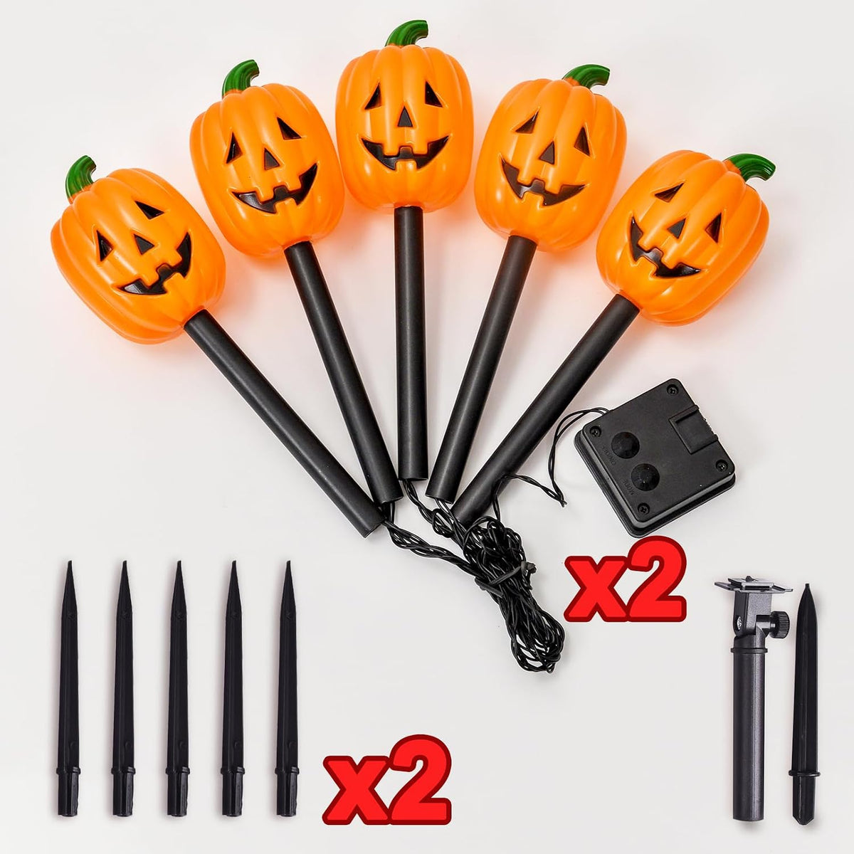 BRIGHTDECK 32137 Solar Halloween Pumpkin Stake Lights – 10-Pack – Long Pumpkin / 10-Pack – product detail